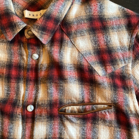 Sandro Paris Flannel plaid western shirt size Small/Medium - Picture 4 of 6